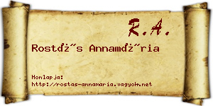 Rostás Annamária névjegykártya